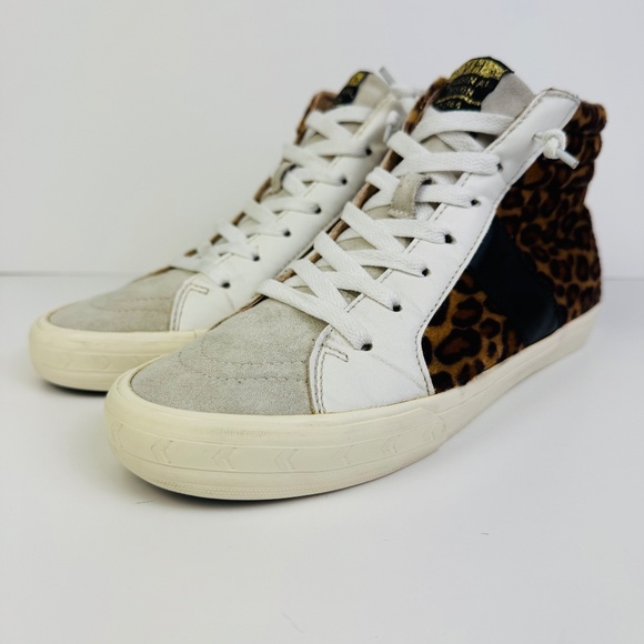 Vintage Havana Daniella Crazy Leopard High Top Sneakers Side Zip Womens Size 8.5 - Picture 2 of 11
